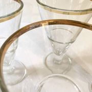 4 glass dessert bowls with gold rims, La Rochère, France