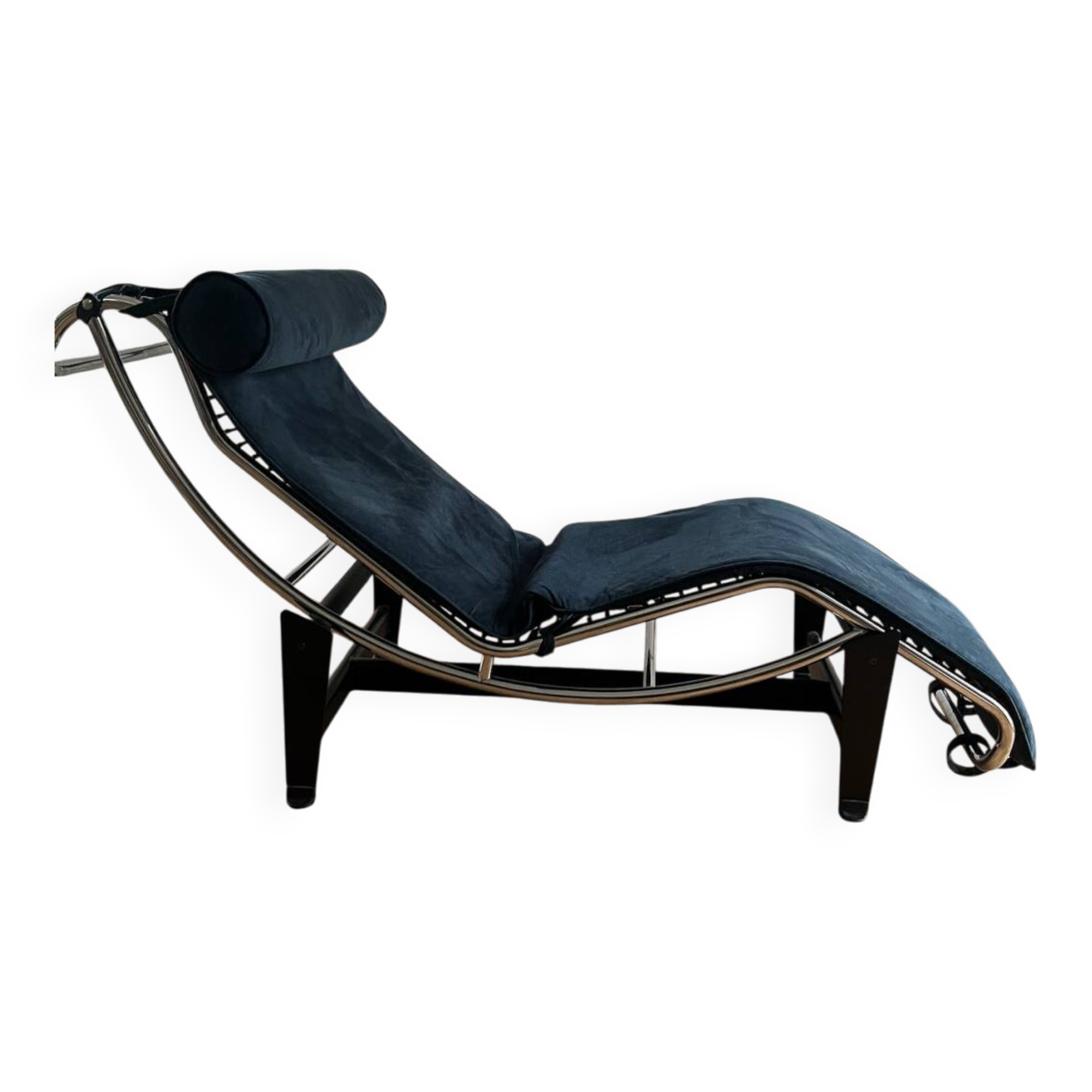 Chaise longue LC4 style Le Corbusier – suède bleu – piètement chromé
