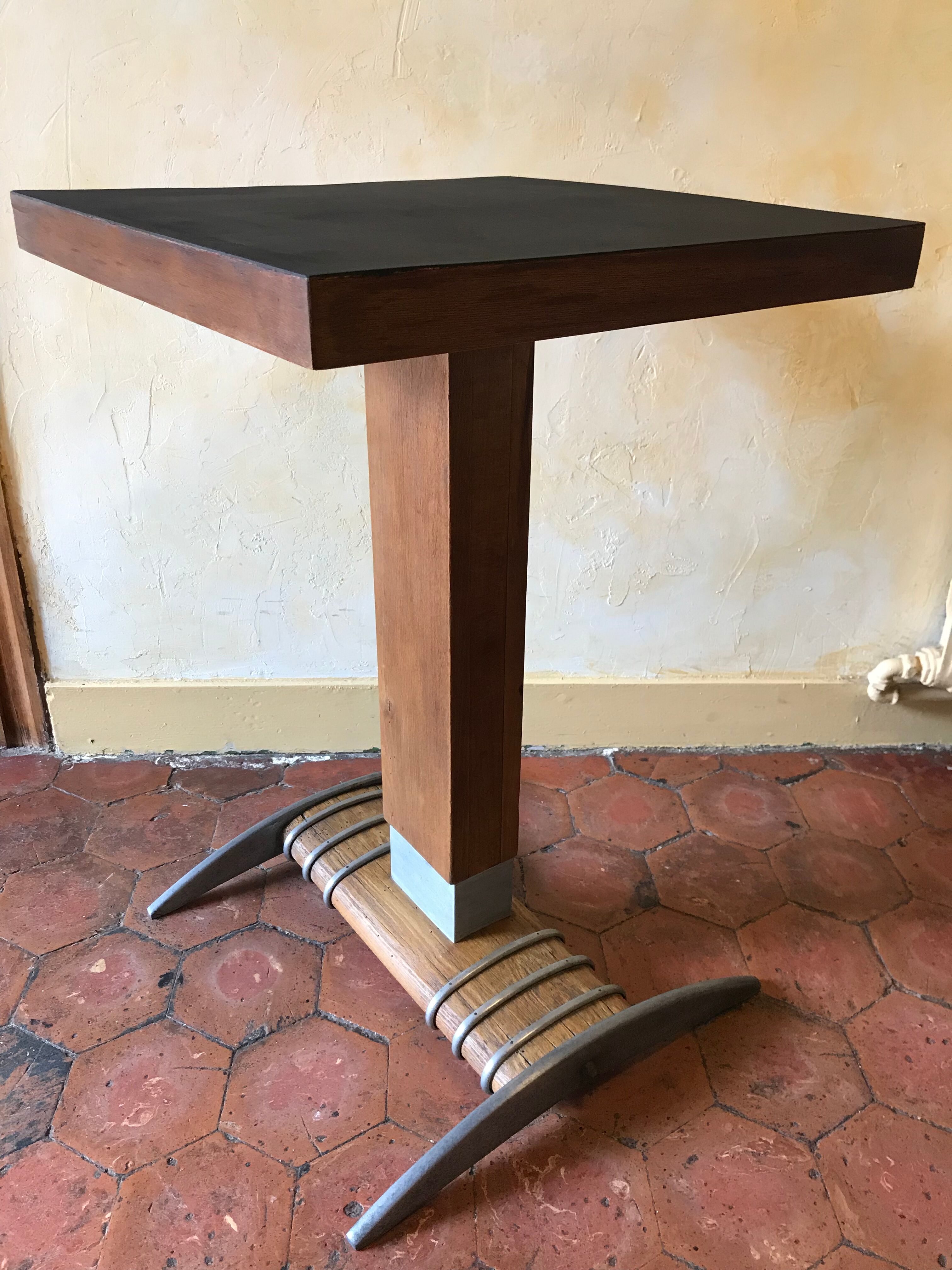 Old vintage wooden metal bistro table 40/50