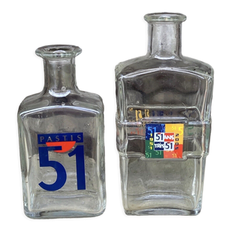 lot de 2 anciennes carafes publicitaires Pastis 51