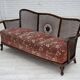 1950s, Danish 3-seater sofa, salmon/pink velour, furniture mesh.