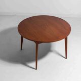 Extendable round dining table in teak, Belgium 1960s