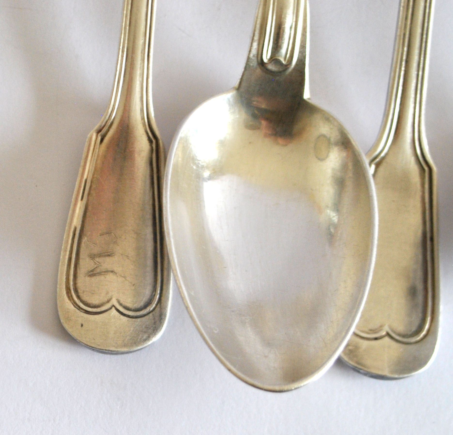 SFAM set of 5 CHINON silver-plated table spoons, antique style, 21cm