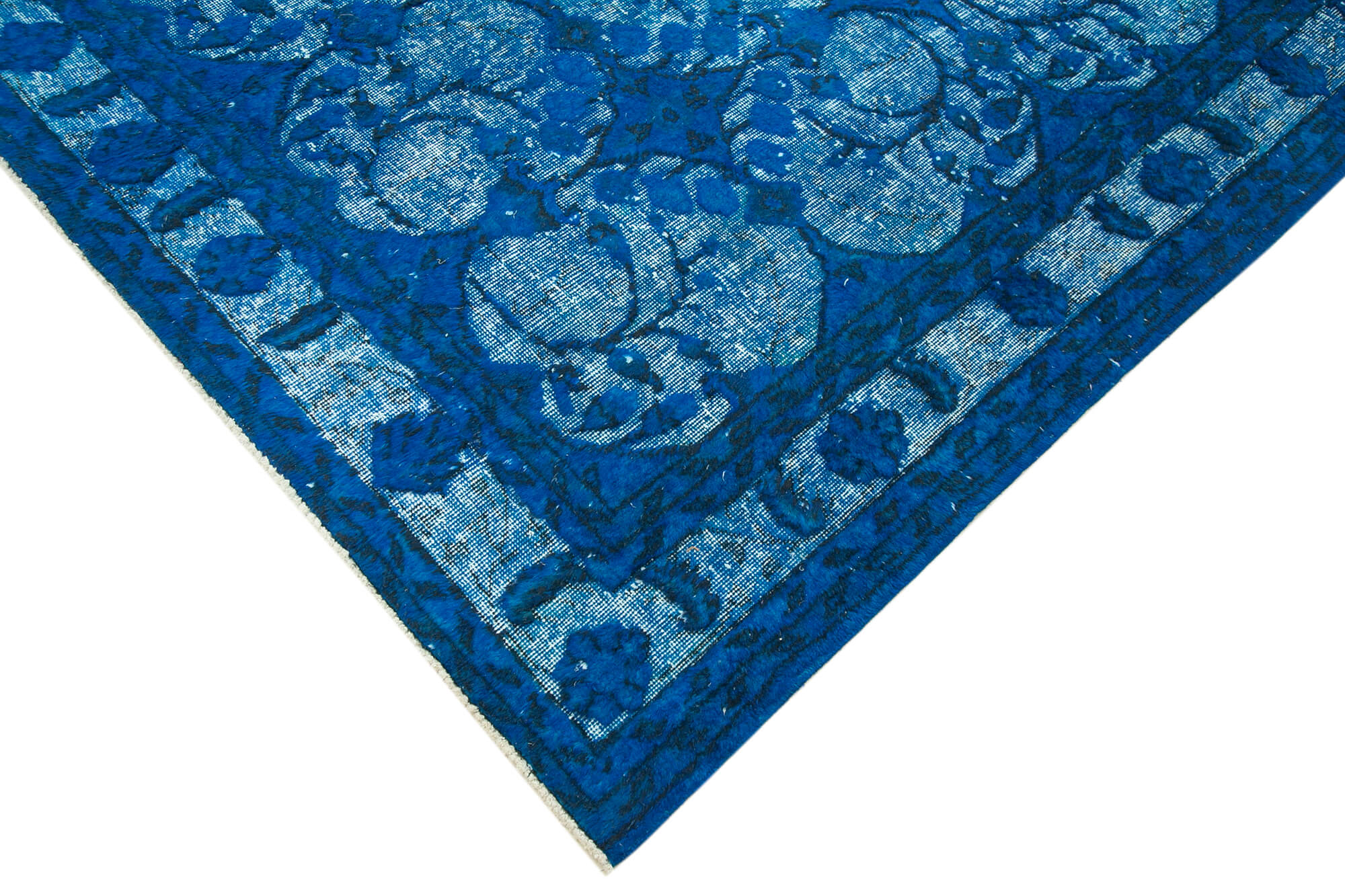 Handmade carved anatolian 1980s 216 cm x 316 cm blue carpet