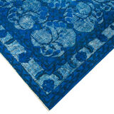 Handmade carved anatolian 1980s 216 cm x 316 cm blue carpet