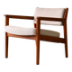 Upholstered armchair with teak frame