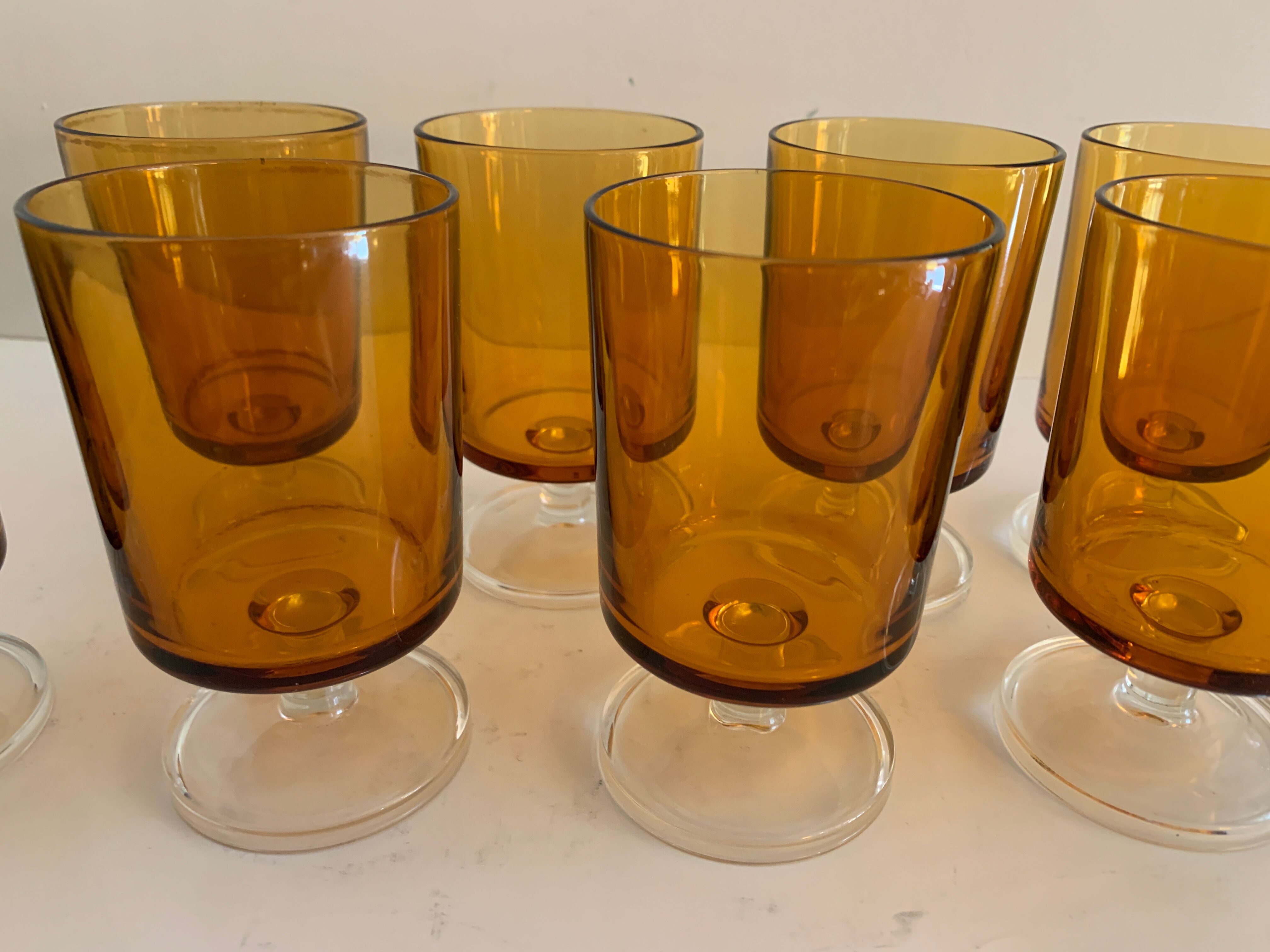 8 orange-yellow glasses Luminarc France