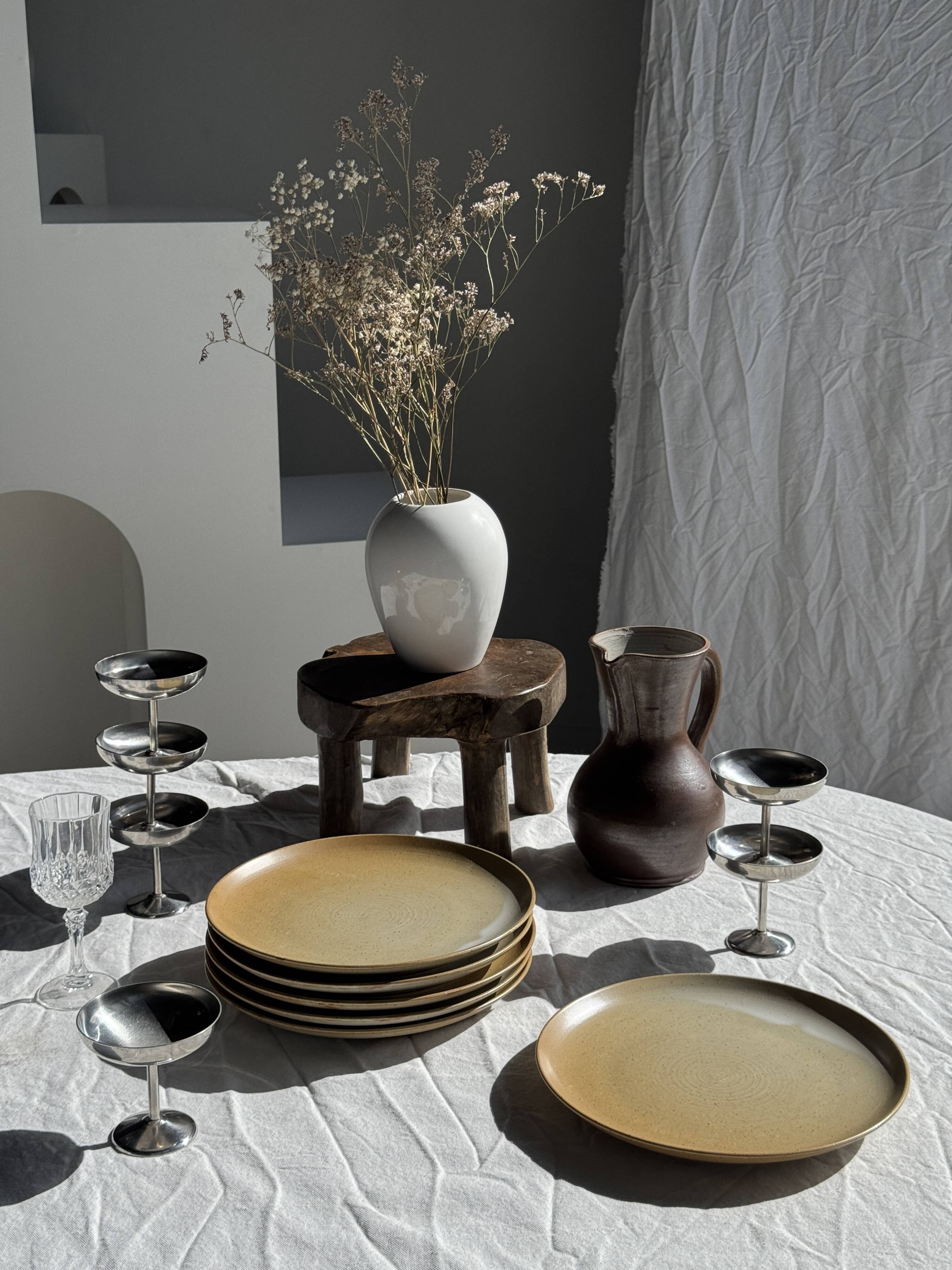 Set of 6 stoneware plates Village France D24