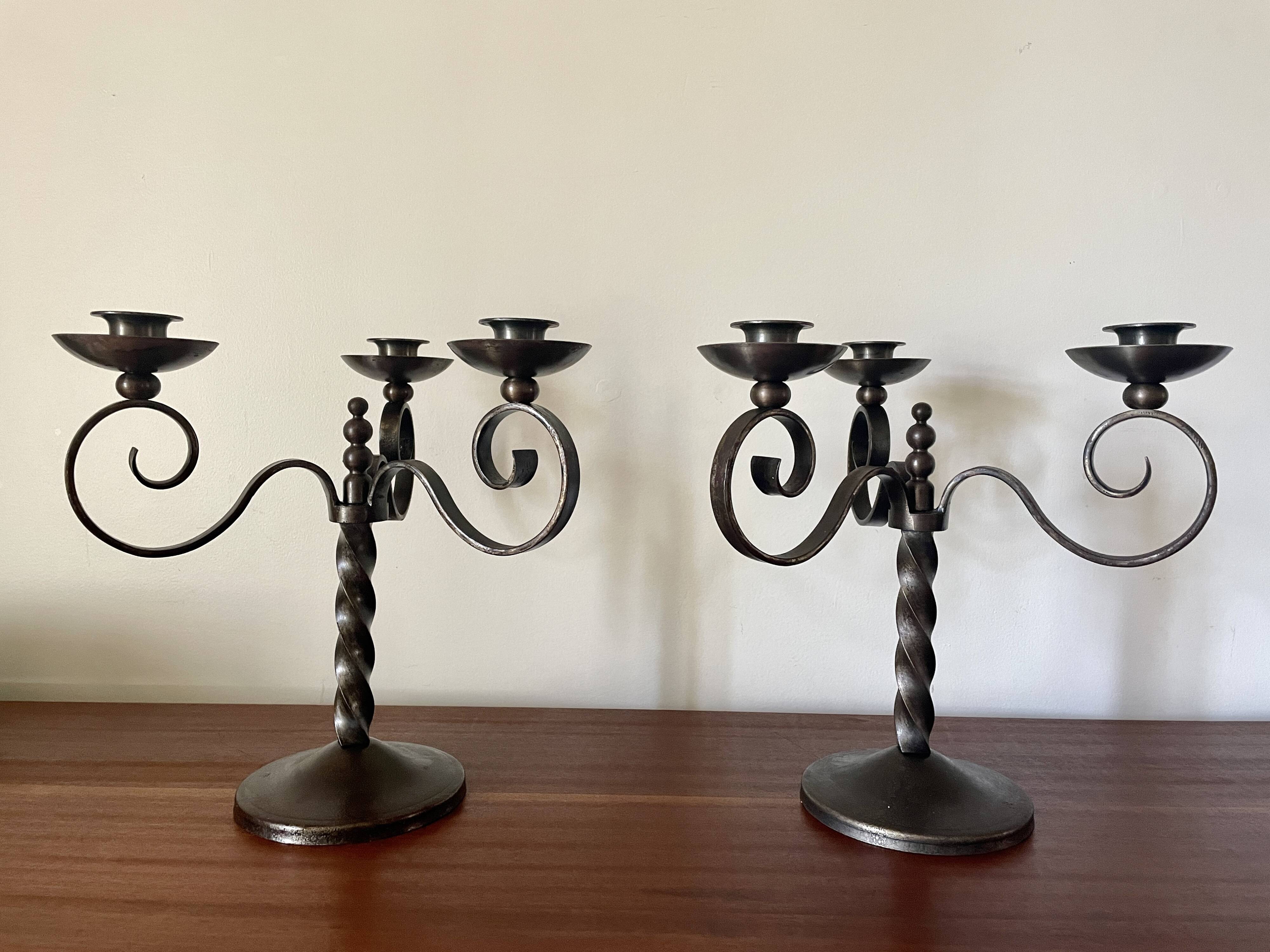 Pair of brutalist candelabra by Charles Piguet 1930