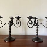 Pair of brutalist candelabras Charles Piguet 1930