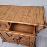 Buffet, commode en bambou et rotin, années 60