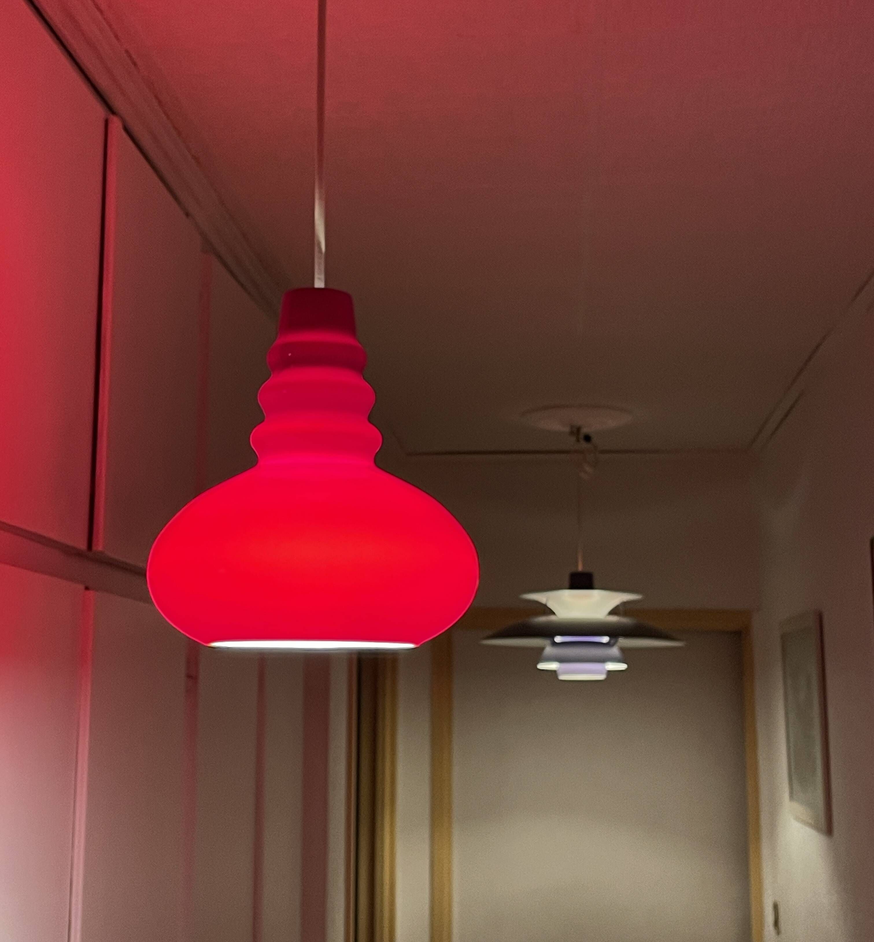 Peill & Putzler red opaline pendant lamp, 1960s and 1970s