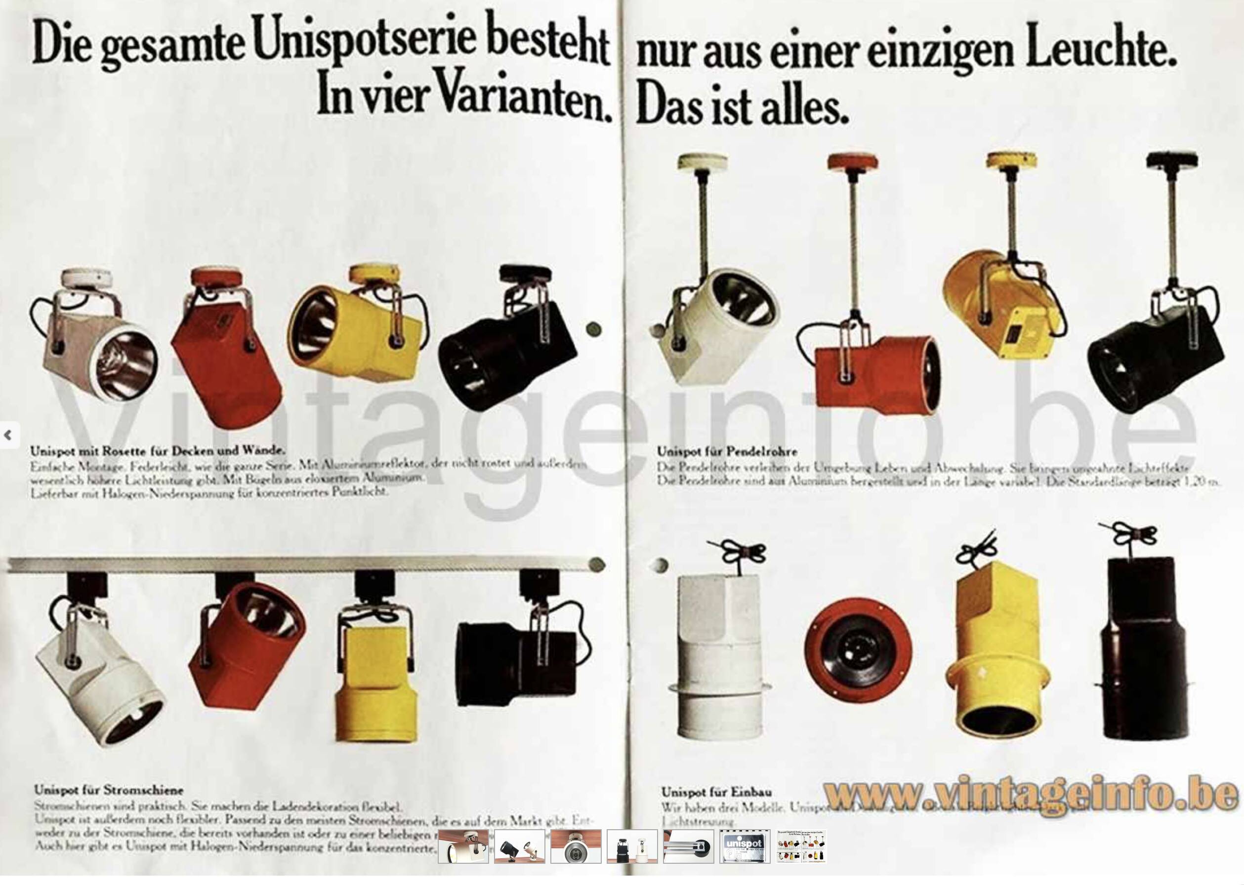 Orange spotlight "Unispot" by Bent Boysen for Louis Poulsen. Denmark 1970s