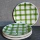 Five dessert plates Orchis-Moulin des Loups vintage checkered décor