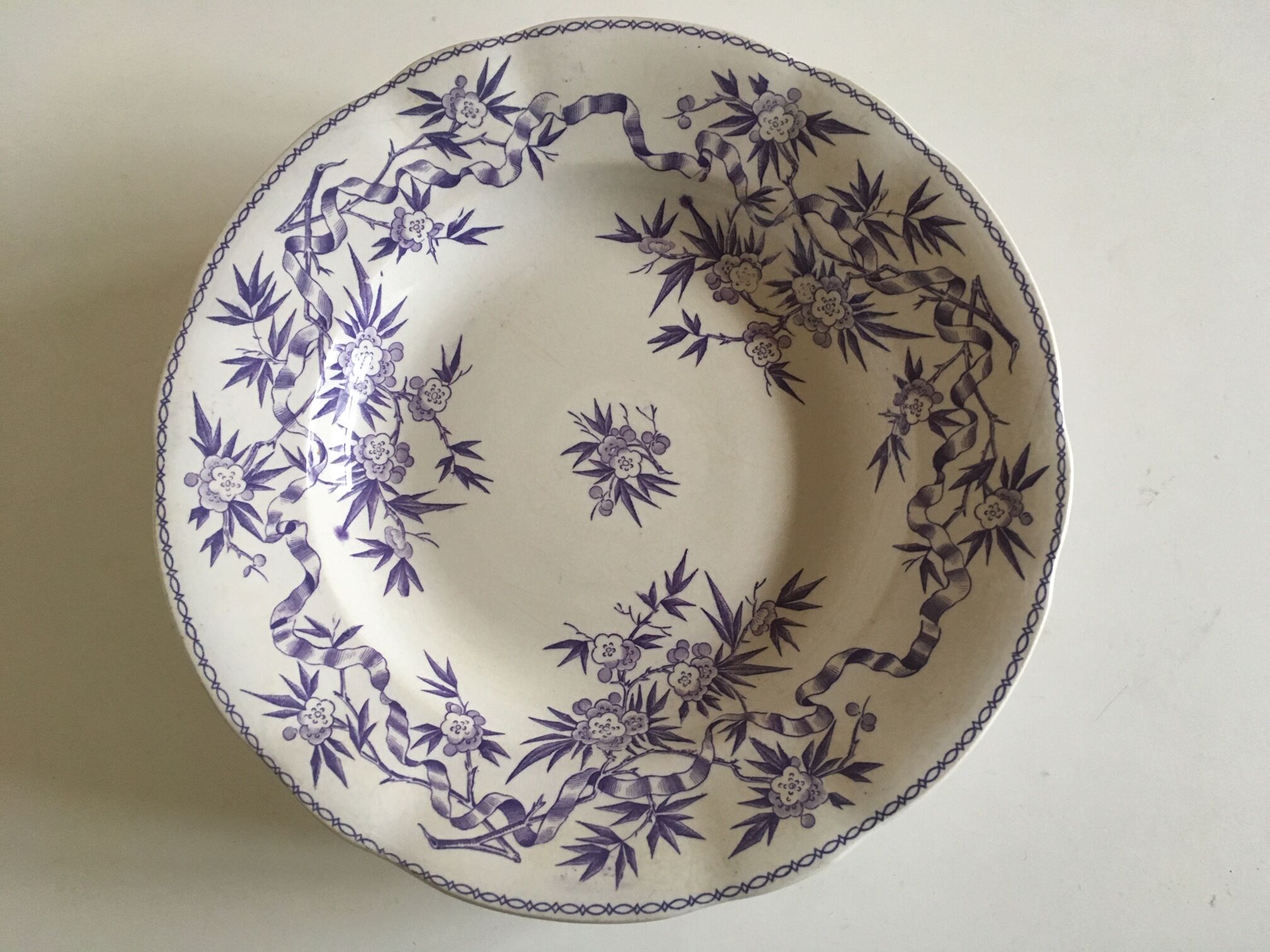 Set of 7 soup plates earthenware of Sarreguemines circa 1870 décor thorns