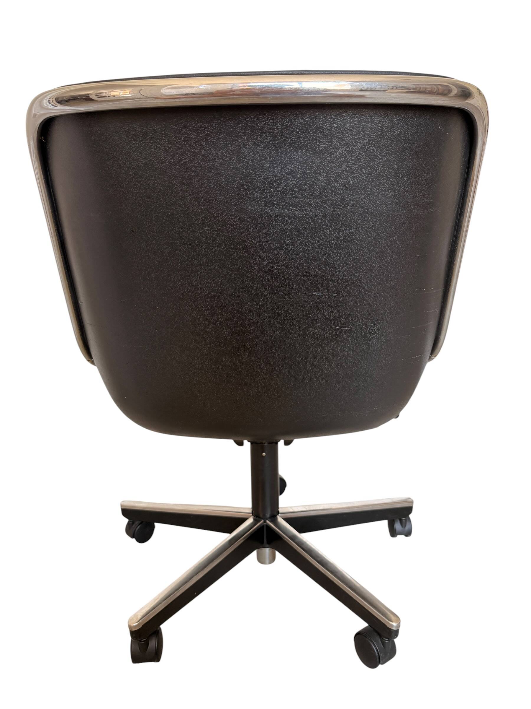 Charles Pollock Knoll Office Chair - Black Leather with Wheels