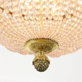 French Empire Crystal and Brass Chandelier, 1940s