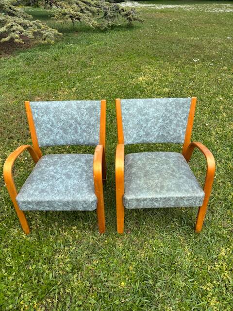 Pair of Steiner Bow Wood armchairs from 1950.