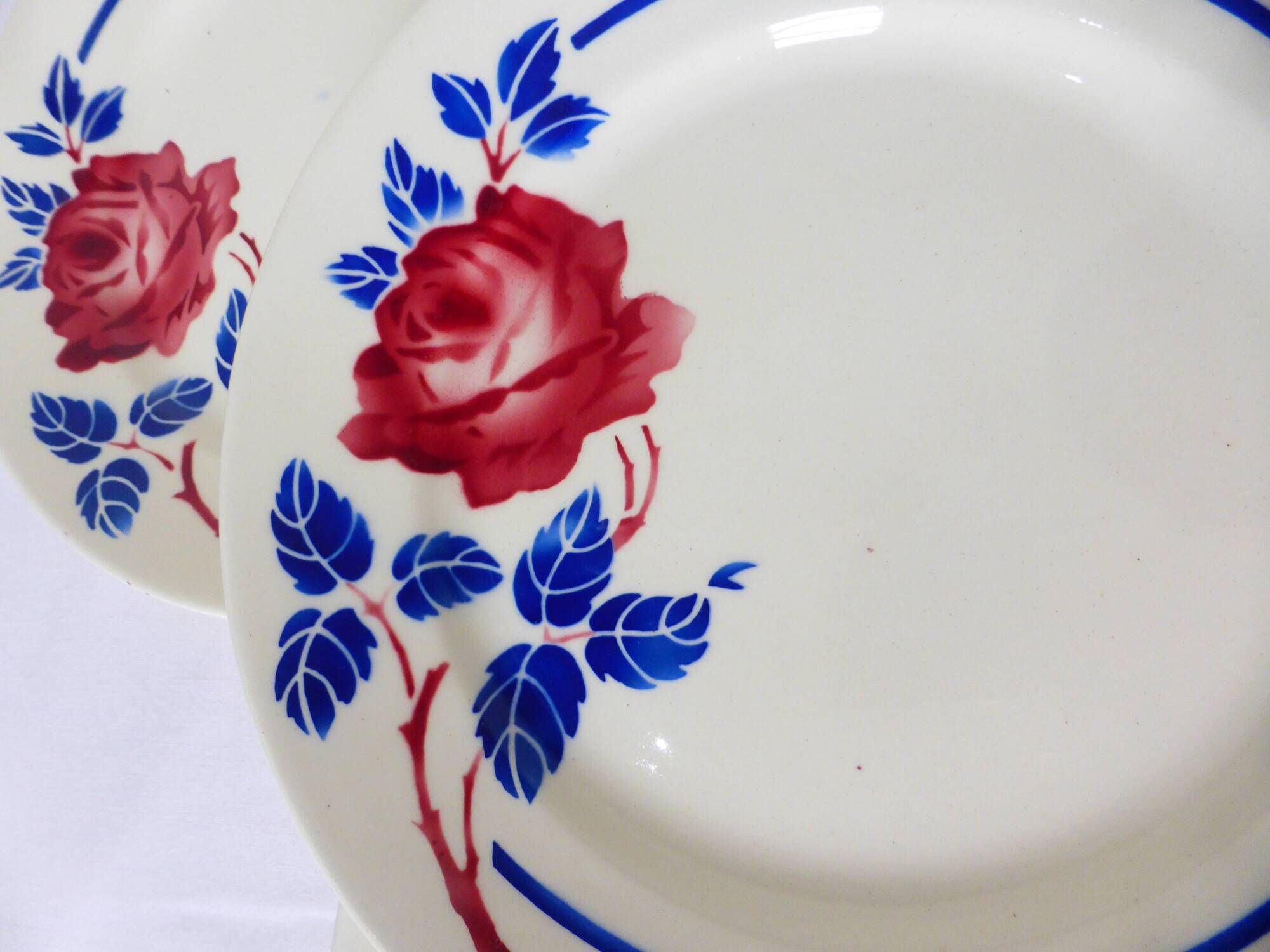 4 vintage K&G Luneville dessert plates, Chantal model 221014