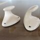 Pair of salmon-colored art deco porcelain hooks from the 30s and 40s