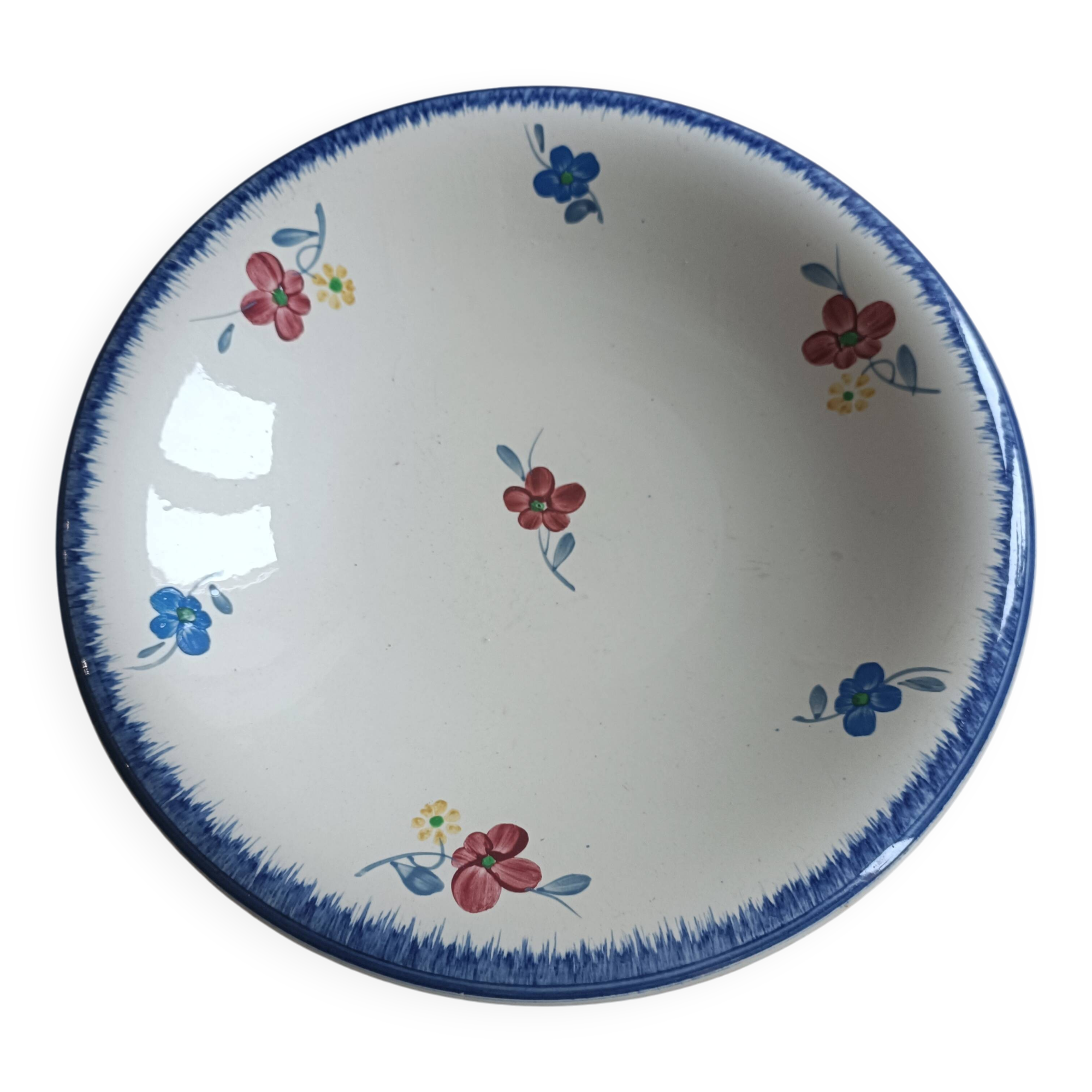 Digoin low compote dish with hand-painted decoration