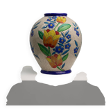 Vase Boch Keramis par Catteau, à décor floral polychrome, Belgique, années 1930