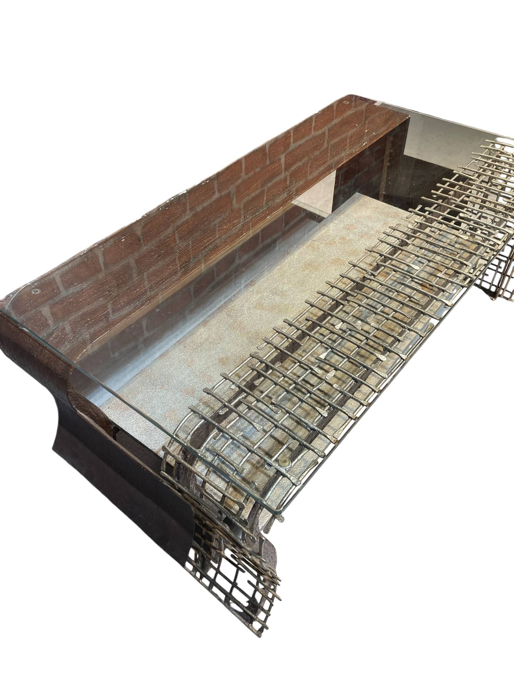 Metal coffee table with glass top