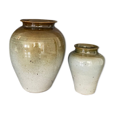 Set de 2 vases grès émaillé signé vintage