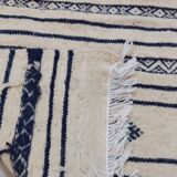 Kilim traditional white and blue handmade carpet 205x110cm