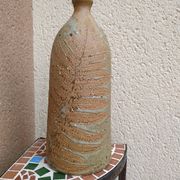 Bouteille en grès au décor de fougère incrustée d'Alain Bernard potier breton