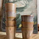 8 vintage stoneware glasses