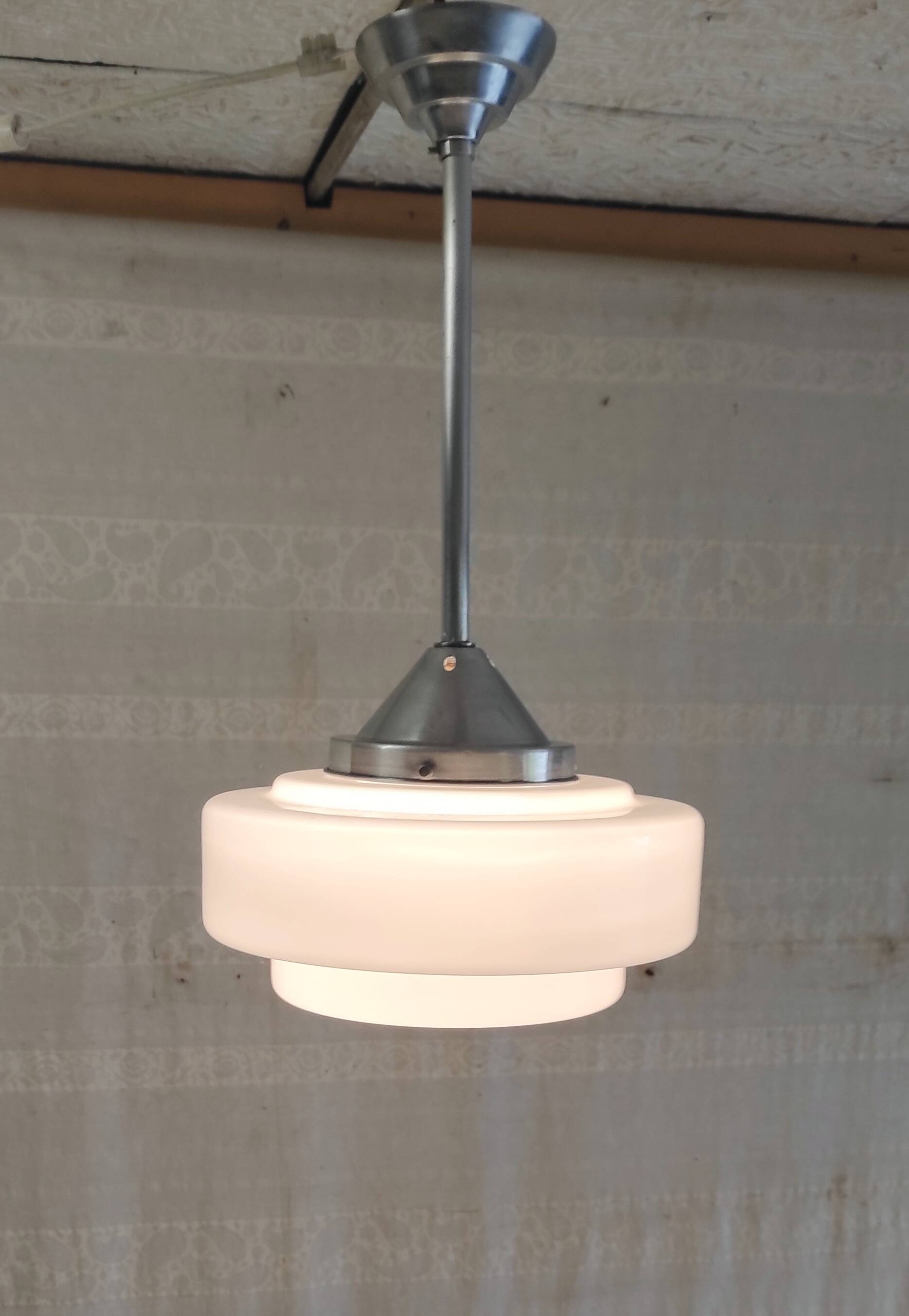 Art Deco opaline globe suspension XL - mid 20th century