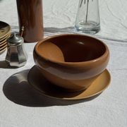 Moyen bol en grès Digoin Grès Pots France brun orange D17