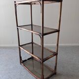 Bamboo and smoked glass shelf from the 60s and 70s