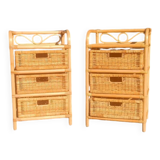 Pair of 1970s rattan bedside tables