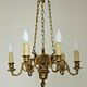 French victorian brass 6 light cherub chandelier with floral decoration
