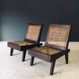 Low Modernist Folding Chairs by Pierre Jeanneret for Chandigarh, India, 1960s, Set of 2