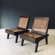 Low Modernist Folding Chairs by Pierre Jeanneret for Chandigarh, India, 1960s, Set of 2