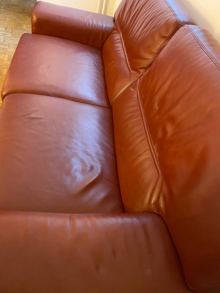 Full-flower 3-seater leather sofa