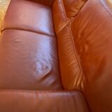 Full-flower 3-seater leather sofa