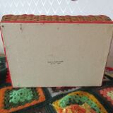 Vintage wicker and scoubidou sewing box