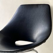 Barrel chair in black leather & chrome by Guariche for Steiner France 1970