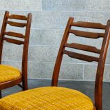 Suite of 4 Czech chairs wood and fabric Yellow "Univerzal" late 60