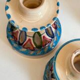 3 vintage ceramic craft candle holders