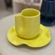 Set tasse mug nénuphar céramique artisanal pop jaune citron