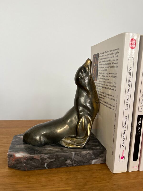 Paire de serre-livres « Otarie » Art Déco