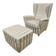 Winged armchair with footstool, 1960s.