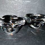 Set of 2 crystal candlesticks signed daum france - flambeaux vintage design 1960