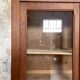 Solid wood display cabinet.