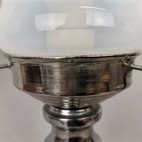 Portuguese mid century modern clear glass chromed buffet table lamp 1970s